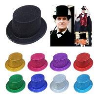 Accessoire de fête d'Halloween Offre Spéciale chapeau haut de forme en feutre de PVC noir avec des faveurs de costume de carnaval à paillettes multicolores