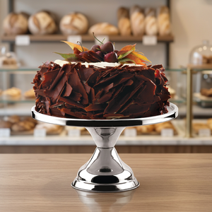 Support à dessert classique en acier inoxydable chromé rond sur pied surélevé pour restaurant et hôtel, présentoir à gâteaux - Product Image 3