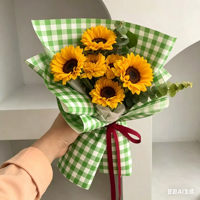 Kertas Pembungkus Bunga Motif Kotak-Kotak Matte, Pembungkus Florist Bermotif Kotak-Kotak Multi-Warna untuk Buket, Pembungkus Kado, Perlengkapan Pesta