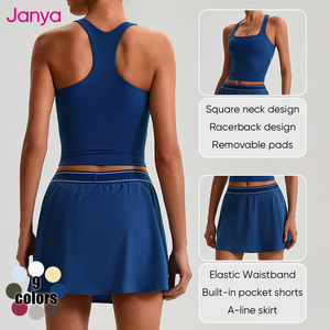 Set Olahraga Wanita Janya Custom Logo Pickleball Fitness Yoga Tank Top Bra Golf Tennis Rok 2 Potong Bahan Bernapas - Product Image 4