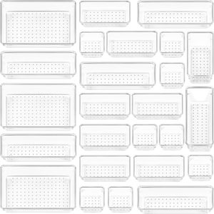 25 PCS Versatile 4-Size Clear Plastic <b>Storage</b> Bags Kitchen Vanity <b>Trays</b> Office Organization Square Standing - Product Image 1