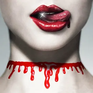 할로윈 유럽 목걸이 창조적 인 피 묻은 컷 혈액 흔적 목걸이 빨간 시뮬레이션 배 출혈 고리
