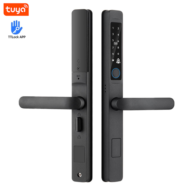 Silver Aluminum Digital Smart Fingerprint Electric Door Lock WiFi Grade C Security Waterproof Slim Cloud Data Storage Option