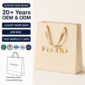 Sacs cadeaux en papier blanc écologiques imprimés sur mesure avec poignée en ruban pour les faveurs de mariage, les fêtes de mariage et les travaux manuels - Product Image 2