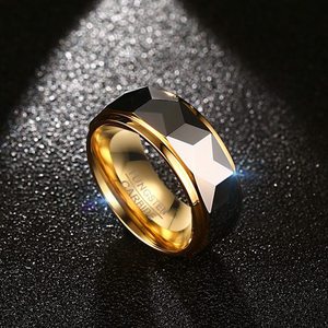 Modeschmuck Hip Hop gravierte Männer Wolfram karbid <span class=keywords><strong>Ring</strong></span> Vintage klobige 18 Karat vergoldete Ringe Designs für Männer - Product Image 4