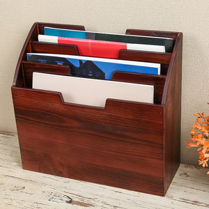 Wooden Magazine <b>Storage</b> Rack Solid Color Desktop Organizer With Partitions For Office Home Use - Product Image 3