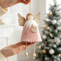 Ornements de Noël en peluche, ange avec ailes scintillantes, cœur, poupée suspendue, décoration pour arbre de Noël, décoration de la maison pour les fêtes