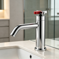 Robinet de lavabo contemporain en cuivre de qualité supérieure, monotrou, à poser sur le comptoir, mitigeur chaud/froid, finition nickel brossé pour hôtel et villa