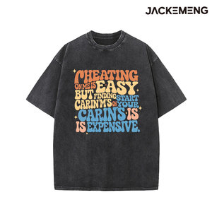 T-shirt en coton oversize délavé avec imprimé 'Cheating <span class=keywords><strong>on</strong></span> <span class=keywords><strong>Me</strong></span>', style streetwear rétro, pour usage quotidien décontracté, vente en gros depuis entrepôt USA - Product Image 4