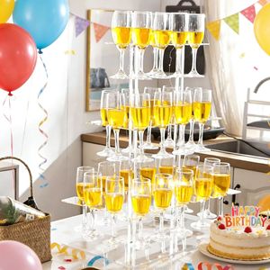 Support à verres à vin en acrylique transparent, détachable, à 4 niveaux, pour mariage, fête, événement - Product Image 5