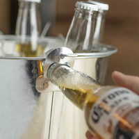 Seau à glace en acier galvanisé noir avec poignée en fer, logo personnalisé, pour fête, refroidisseur de bière