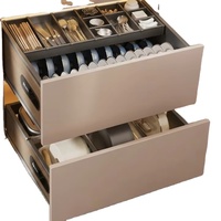 UZIA-F80.5 Panier de rangement coulissant pour armoire de cuisine, 2 niveaux, en acier inoxydable 304, pour vaisselle, bols et casseroles, avec rail de glissière amorti