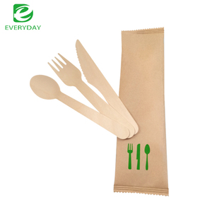 Hàng Ngày 16Cm Thân Thiện Với Môi Phân Hủy Sinh Học Có Thể Tái Chế Bạch Dương Gỗ Đảng Bộ Đồ Ăn Dao Kéo Đặt Sử Dụng Duy Nhất Thìa Dùng Một Lần Dĩa - Product Image 2