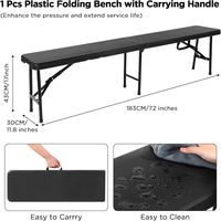 Banc pliant noir portable de 6 pieds pour une utilisation intérieure et extérieure dans les cours, les salles à manger, les hôtels et les écoles
