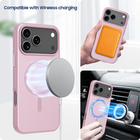 Funda Protectora para Teléfono 2 en 1 de TPU y PC Magnética Negra Esmerilada de Alta Calidad con Carga Inalámbrica a Prueba de Golpes para 17 Pro Max