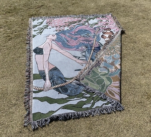 <span class=keywords><strong>Couverture</strong></span> Jacquard tressée <span class=keywords><strong>petite</strong></span> sirène, pour enfants et adultes, tapis avec pompon, vente en gros, - Product Image 2