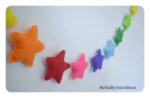 Etsy Handmade Cheap Diy Valentine Craft rainbow <strong>Nursery</strong> Decor Star <strong>Bunting</strong> Stuffed Felt Garland - Product Image 3