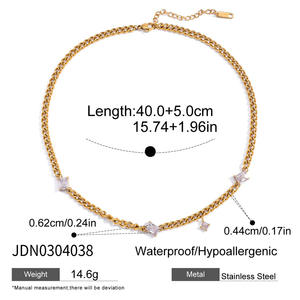 سلسلة قلادة فاخرة من الفولاذ المقاوم للصدأ مطلية بالذهب عيار 18 لا تتلاشى ، قلادة ضيقة بسيطة من الزركون ، سلسلة كوبية ، قلادات للنساء - Product Image 6