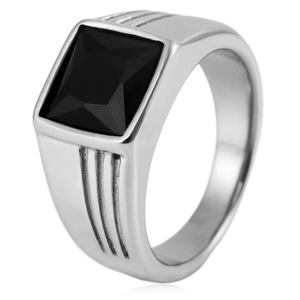 yunnique Geometric Red Gemstone <b>Titanium</b> Steel <b>Ring</b> Bezel Setting Unisex Wedding Gift Jewelry - Product Image 3