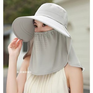หมวกกันแดดผ้าไหมน้ำแข็งพร้อมผ้าคลุมหน้า ป้องกันรังสียูวี ระบายอากาศได้ดี สำหรับผู้หญิง ใช้ได้ทั้งฤดูร้อนและฤดูใบไม้ผลิ สำหรับกิจกรรมกลางแจ้ง - Product Image 3