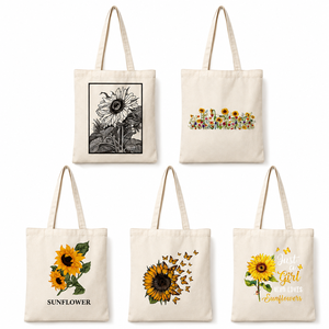 Nouveau Style Sac Fourre-Tout Réutilisable pour Courses <span class=keywords><strong>en</strong></span> Toile de Coton avec Motif Lettres, Impression Sublimation Personnalisée avec Logo - Product Image 4