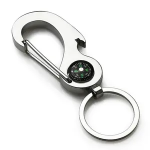 Outdoor men's hiking compass custom key chain accessories bottle opener compass