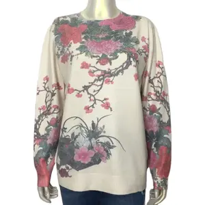 Women's Casual Fancy Sweaters Trendy Floral Pattern in Soft Polyester High Quality with Custom Logo New Design Trends in Market