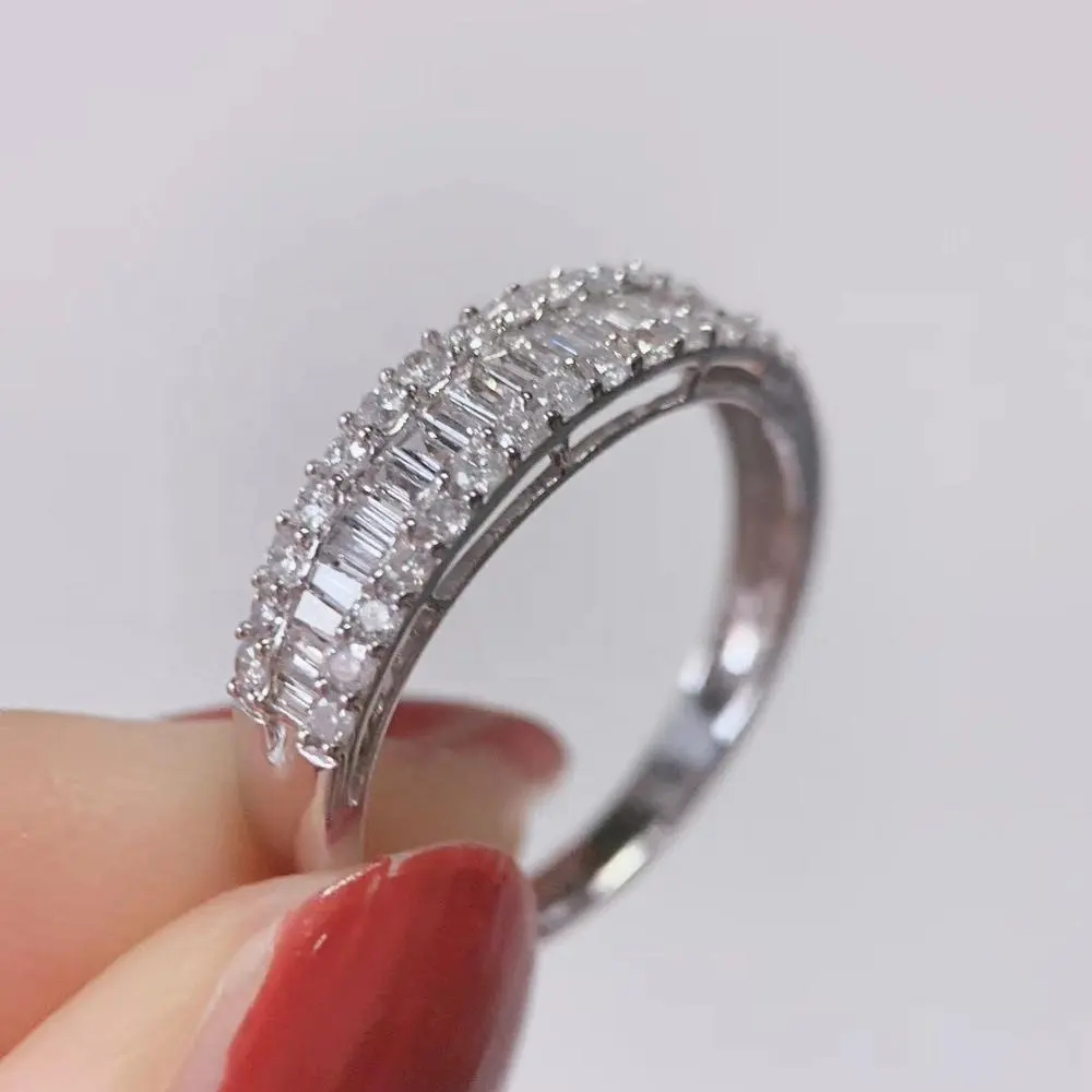 PUSHIแหวนหมั้นเครื่องประดับสัญญาคู่เพชรธรรมชาติ18Kแหวนทองผู้หญิง