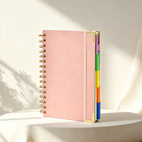 Carnet de notes personnalisé avec couverture florale, coins dorés, reliure spirale, non daté, pour étudiants et écoliers