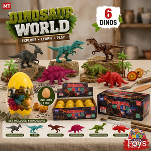 Ensemble de figurines de dinosaures en plastique, jouet éducatif STEM, 6 pièces avec œuf pour enfants de 10 à 12 mois - Product Image 1