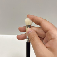 Logo kustom kualitas tinggi satu Set kuas rias mata Super tipis kuas alis Eyeliner datar gagang kayu untuk Concealer Balsem Bibir