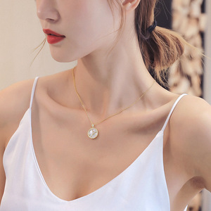 Csja — collier pendentif en laiton plaqué or, bijou classique, en zircon, blanc, mère de perle, coque <span class=keywords><strong>horoscope</strong></span>, modèle <span class=keywords><strong>2021</strong></span>, XL61028 - Product Image 4