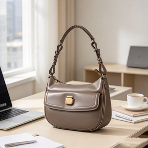 Elegant Curved Shoulder <b>Bag</b> With Adjustable Strap Gold Metal Lock <b>For</b> Daily <b>Office</b> And Travel Use - Product Image 2