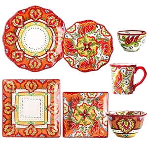 Tropical Style Hand-painted Floral Pattern Wavy Edge Dinner Plate - Product Image 4
