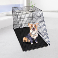 Cage pour animaux de compagnie robuste à toit incliné, respirante et ventilée, boîte de transport inclinée pour chien, plateau facile à nettoyer, cage pliable pour chien