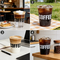 Gobelet en plastique PET jetable avec couvercle, logo personnalisé, impression de qualité alimentaire, taille personnalisable pour le café, le lait, le jus et plus encore