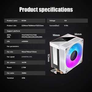 Jungle Leopard KF200 Digital Display Version 9cm Colorful Lighting Two Copper <b>Tube</b> Desktop Computer Silent Water Computer Case - Product Image 5