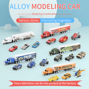 Bán buôn Mini Diecast hợp kim Xe mô hình đồ chơi cảnh sát Serie trượt hợp kim Xe tàu sân bay Container xe tải đồ chơi với 3 xe cảnh sát - Product Image 2