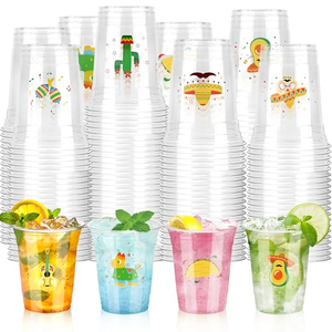 Custom Logo Printed Disposable Single Wall PET <b>Plastic</b> <b>Cups</b> with Lids and Straws for Ice Coffee & Cold Beverages - Product Image 1