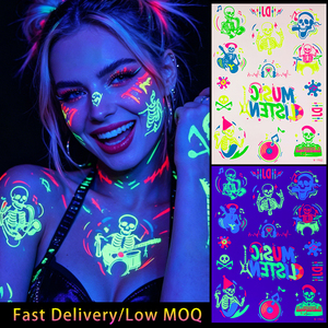 Autocollants de tatouage rétro années 90 Pop Art, cassette fluorescente vibrante, boombox, disco, <span class=keywords><strong>techno</strong></span>, couleurs vives, décalcomanies temporaires pour le corps - Product Image 5
