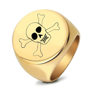 Stainless Steel Skull <b>Ring</b> 22mm 18mm Polished Men's Jewelry Gift Round Square Shape Geometric Design - Product Image 1