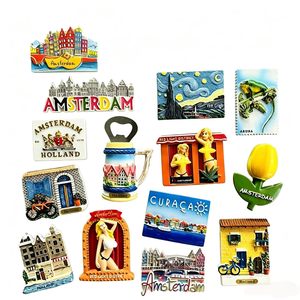 Imán de Resina Personalizado para Refrigerador con Diseño de Recuerdo Turístico de Ámsterdam, Pintado a Mano <span class=keywords><strong>en</strong></span> 3D, Adhesivo para Refrigerador de Viaje de Aruba y Curazao, Venta al Por Mayor - Product Image 1