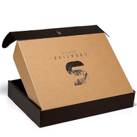 Logo imprimé personnalisé grand rose fait petit Design imprimé vêtements paquet flûte Unique Surprise boîtes d'expédition en Carton noir gratuit