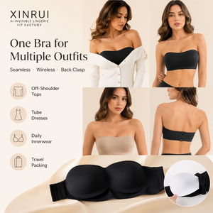 <span class=keywords><strong>Sujetador</strong></span> Bandeau <span class=keywords><strong>sin</strong></span> Tirantes para Mujer, <span class=keywords><strong>sin</strong></span> Varillas, Acolchado, Suave, Elástico e Invisible, Ideal para Vestidos con Hombros Descubiertos - Product Image 3