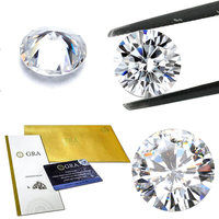 Pierres de moissanite blanches de couleur D, taille brillant rond VVS1, avec certificat GRA