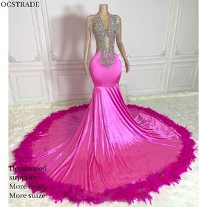 Vestido de Fiesta Largo de Satén Rosa con Cintura Natural y Cola de Barrido para Adolescentes, Modelo 2024 - Product Image 1