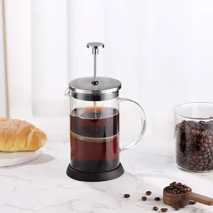 Hochwertige einwand ige transparente französische Presse Geschenkset auf Silikon basis French Press Kaffee maschine