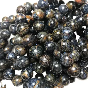 Wholesale A++ Natural Namibia Blue Pietersite Smooth Round Loose Beads Stone For Jewelry Maikng Design
