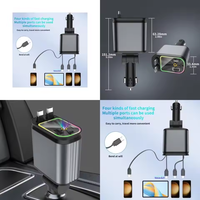 Chargeur de voiture pour téléphone à charge super rapide 120W 4 en 1 rétractable avec lumière ciel étoilé, port Type C pour iPhone, protection OTP