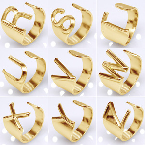 Anillo Abierto de Acero Inoxidable Unisex Estilo Ins, Chapado en Oro, con Letras Grandes 18k26 Personalizadas, para el Dedo Índice - Product Image 2
